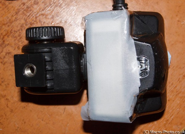 Canon MT-24ex Flash Head on Kaiser Bounce Flash - with diffusing material taped in front of gun Canon MT-24ex Flash Head on Kaiser Bounce Flash - with diffusing material taped in front of gun