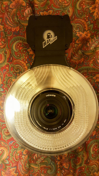 Rayflash Ringflash adaptor front view with Venus Laowa 15mm Macro Lens